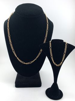 Fígaro chain and bracelet 14k gold plated set