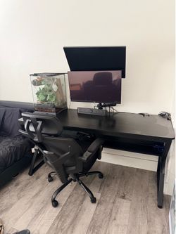 63 inch desk with 2 gaming monitors