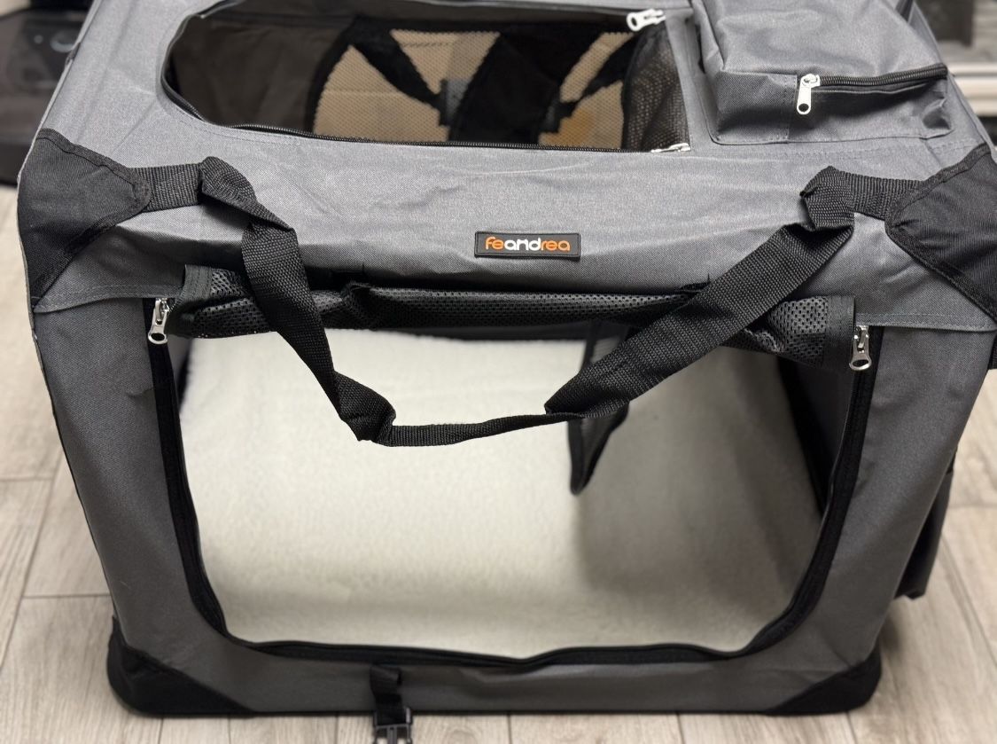 Feandrea 40 Inches Collapsible Soft Dog Crate, Portable Travel Dog Crate for Indoor and Outdoor Use, Dog Carrier Kennel with Safety Zippers, for Livin