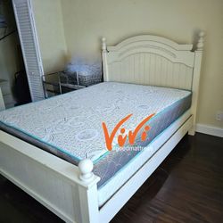 QUEEN PILLOW TOP MATTRESS WITH BOX SPRING 2PC. BED FRAME ISN'T AVAILABLE