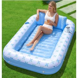 SLOOSH Inflatable Tanning Pool Lounger Float, 70" x 46"