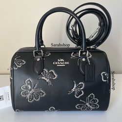 Coach Rowan Satchel Bag With Butterfly Print