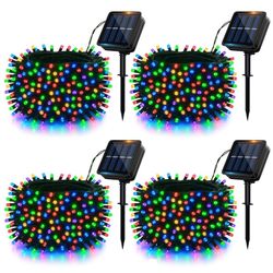 4 Pack Solar String Lights Outdoor Waterproof, 480 LED Multicolor with 8 Modes and Adjustable Solar Panel for Garden Patio