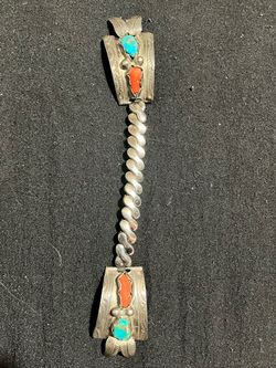 Sterling silver turquoise coral watch band