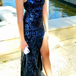 Dress Homecoming Or Prom Blue/ Black 