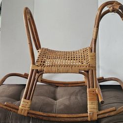 Vintage Wicker Rattan Rocking Horse Kids Toy - MCM