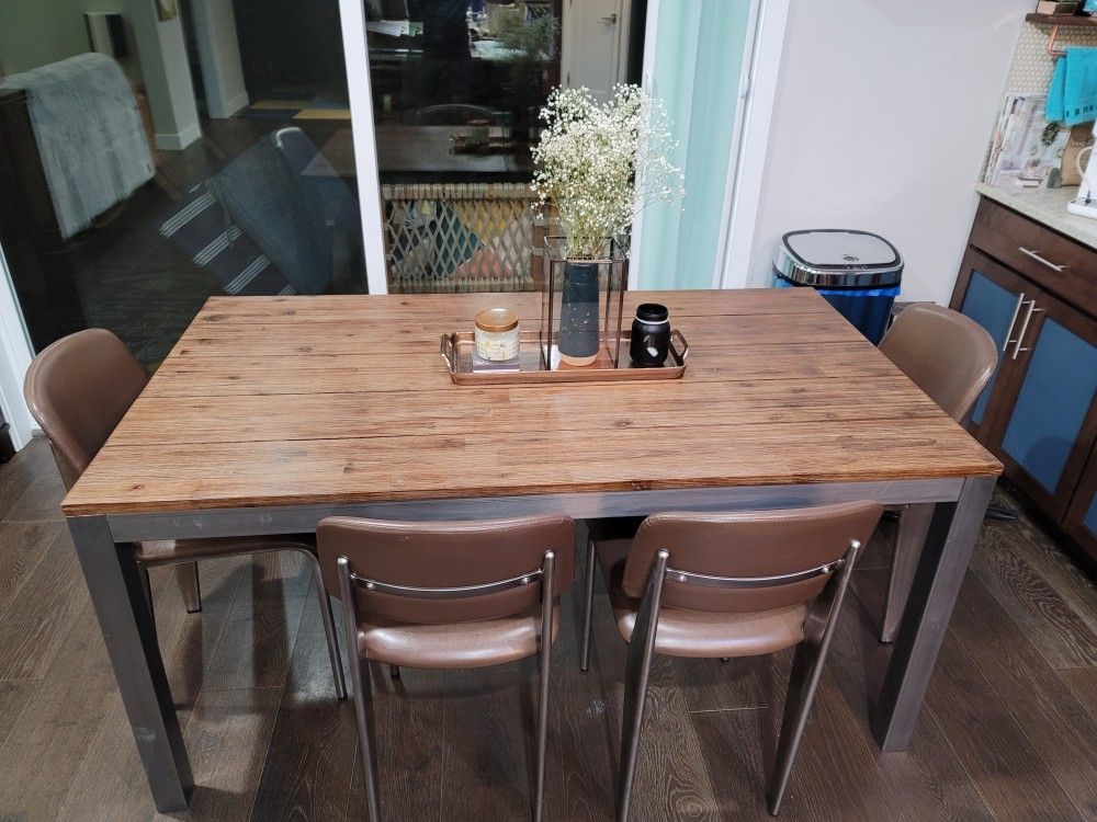 Industry West Prouve Dining Chairs & Custom Parsons Dining Table - Mid Century Modern