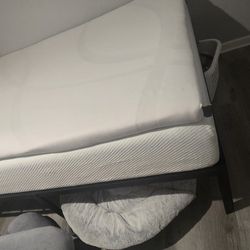 Queen Bed Metal Frame, Mattress And Comfy Mattress Topper