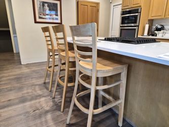 3  Wood Bar Height Stools