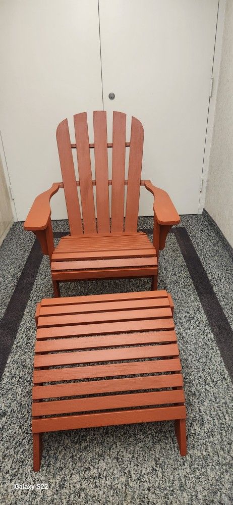 Adirondack Chairs with Ottoman Wood

