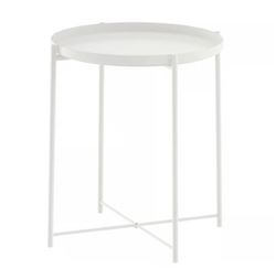 White Metal Round Tray Side Table