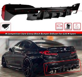 17-23 BMW G30 5 Series M Style Gloss Black Rear Bumper Diffuser