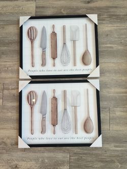 Brand New Pair of Kitchen Wall Art Prints - 20x16 Frames