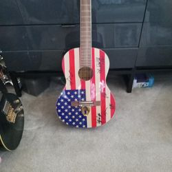 Signed American Flag Guitar