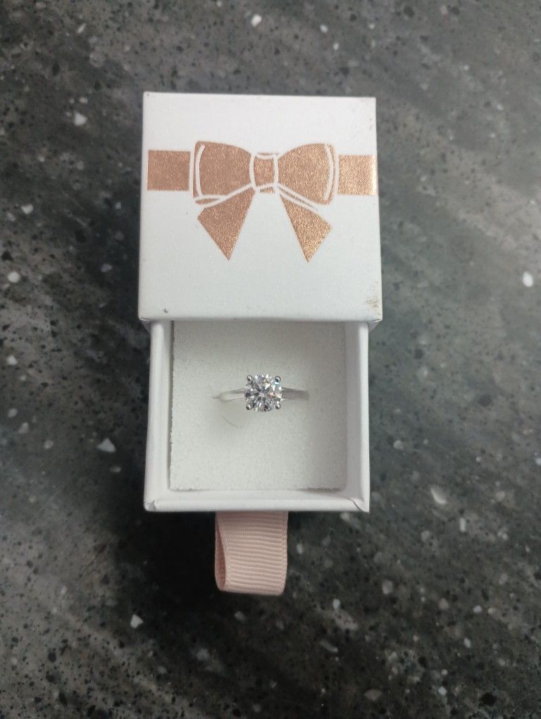 Band New  DELMAR 10K White Gold Created Moissanite Engagement Ring