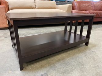 Dark Finished Mission Style 2 Tier Coffee Table