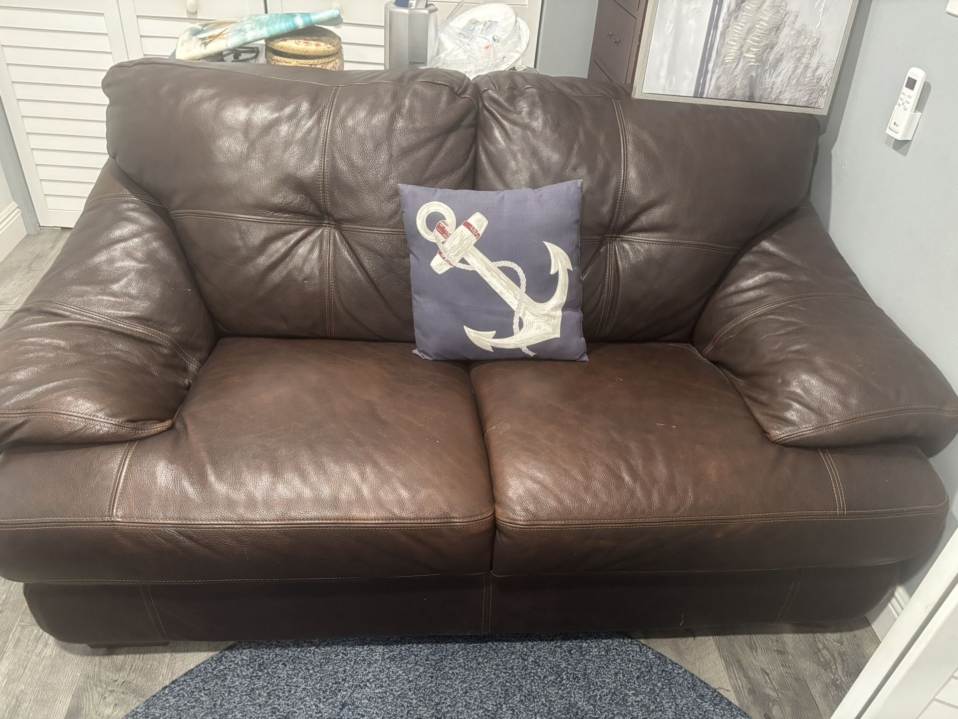 Brown leather couch