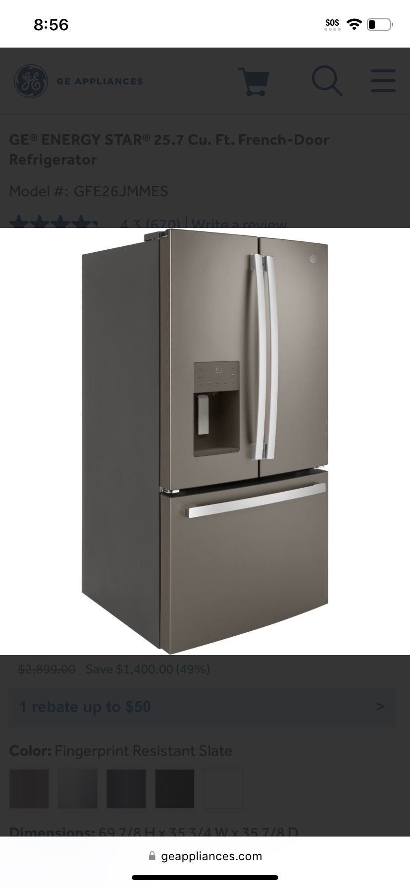 GE REFRIGERATOR with FRENCH DOORS
