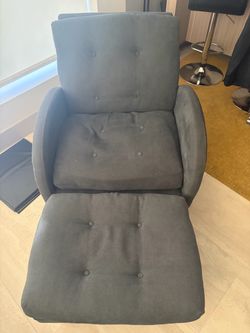 Deep Blue/Green Recliner chair w/footstool