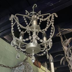 Small Chandelier  Silver With Acrylic Beads. 12 X 12
