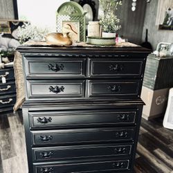 Beautiful Classic Black Farmhouse Style Dresser 