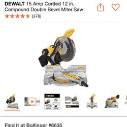 DEWALT 15 Amp Corded 12 in. Compound Double Bevel Miter Saw