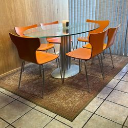 Dining Glass Table With Six Chairs(mid-Century, Modern)