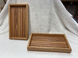 Hand Made Oak and Jatoba inlaid shallow trays