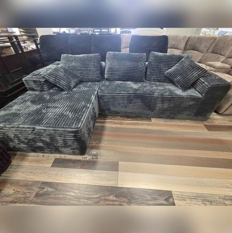 GRAY LEFT HAND FACING Chaise Modular Convertible Sectional Sofa with multiple settings