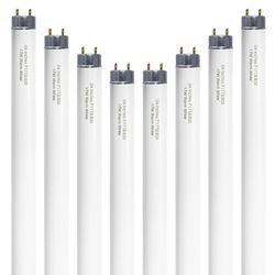 Konideke 24 inch F17T8 17 Watts Light Bulb 2 Foot Straight Fluorescent Tube T8 Tube Light Warm White 1500 Lumen G13 Medium Bi-Pin Cap 8 Count