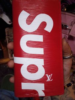 Supreme lv wallet genuine leather emprantine