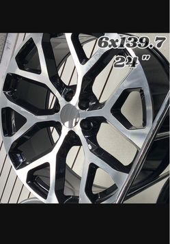 Stand out from the crowd with brand new 24s! 🛞✨ ​⚡ Size: 24" 💥 Bolt Pattern: 6x139.7 🛻 Fits: Chevy, GMC, Cadillac, Ram 1500, Nissan & Toyota 6-lug 