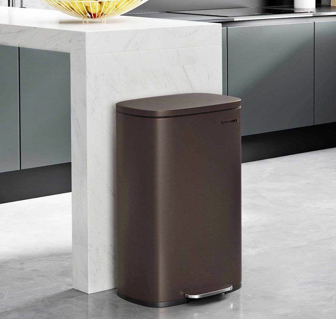 ULTB50BR SONGMICS 13 Gallon Brown Step Open Trash Can for Kitchen