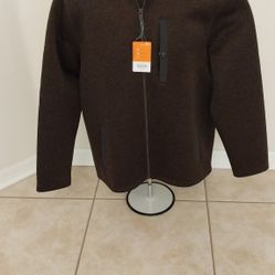 Mens Brown Sweater Jacket Size M St John's Bay