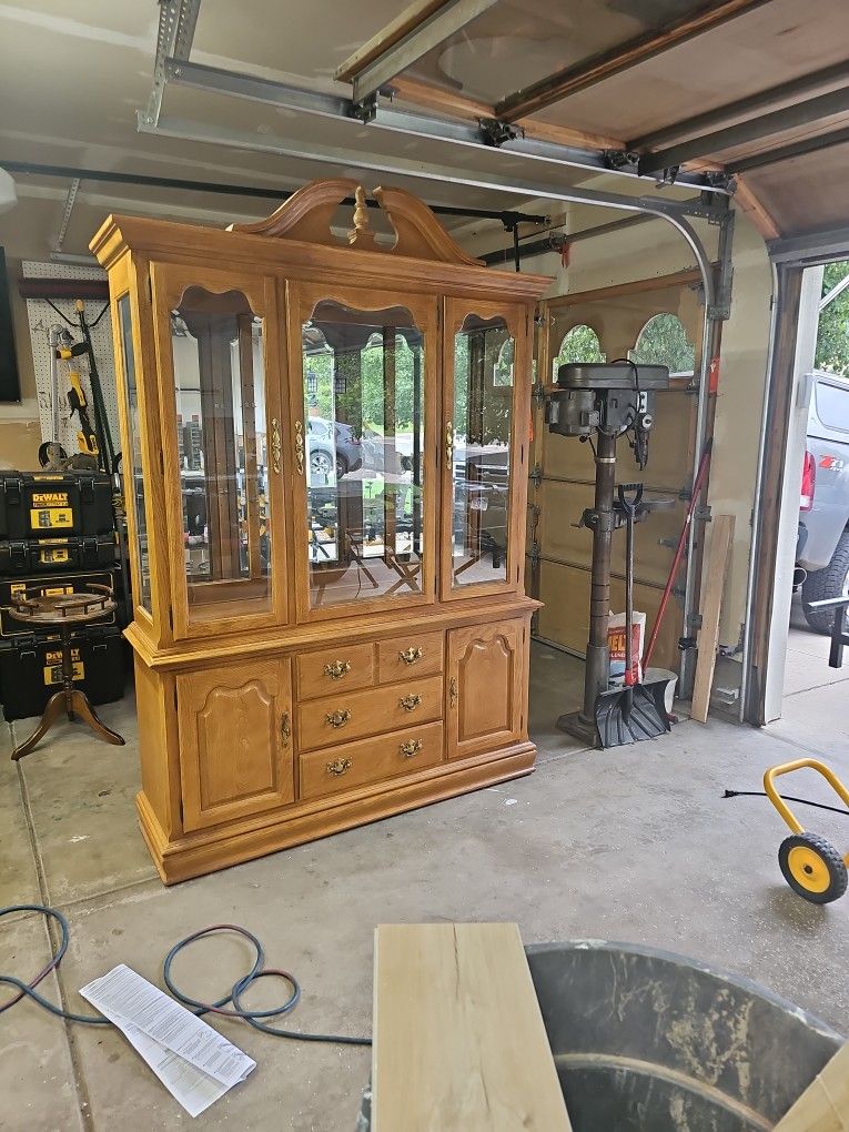 wooden lighted display cabinet