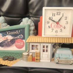VTG Burwood Coca-Cola Clock 1990 Route 66 Gas Service Station Sign Made in USA WORKS