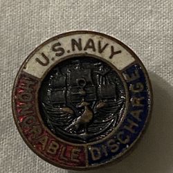 Rare Vintage U.S. Navy WWII Honorable Discharge enameled buttonhole pin