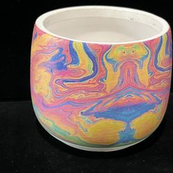 Rainbow Swirl Decorative Pot, Used.