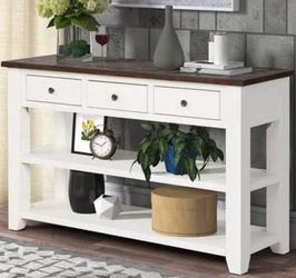 Newly Assembled Wood Console Table 44 “ with Storage 3 Drawers & 2 Shelves Entryway Table