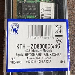 Kingstone Technology 4G Memory Module KTH-ZD8000C6/4G Eqiv. HP/COMPAQ PN KT294AA