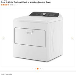 Whirlpool 7 cu. ft. White Top Load Electric Moisture Sensing Dryer