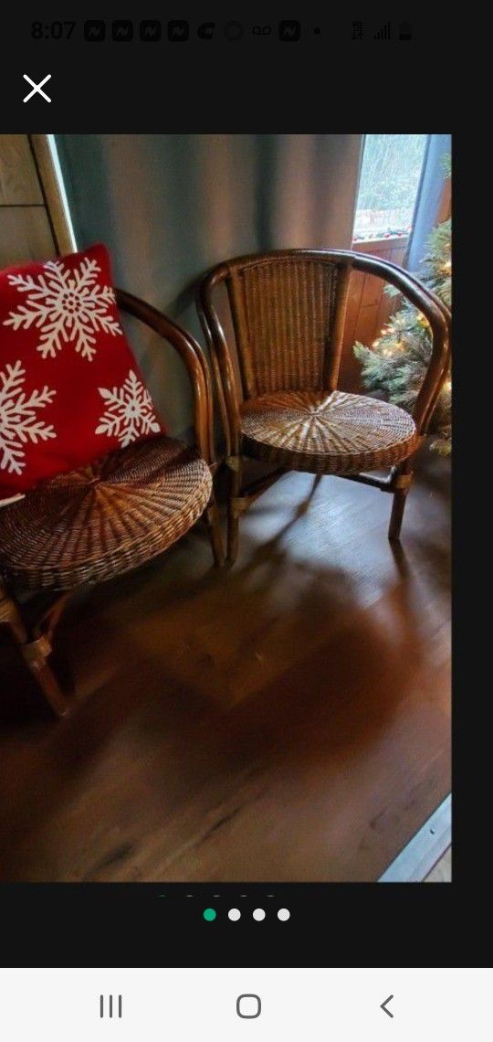 Two  Sugar Cane Rattan Chairs