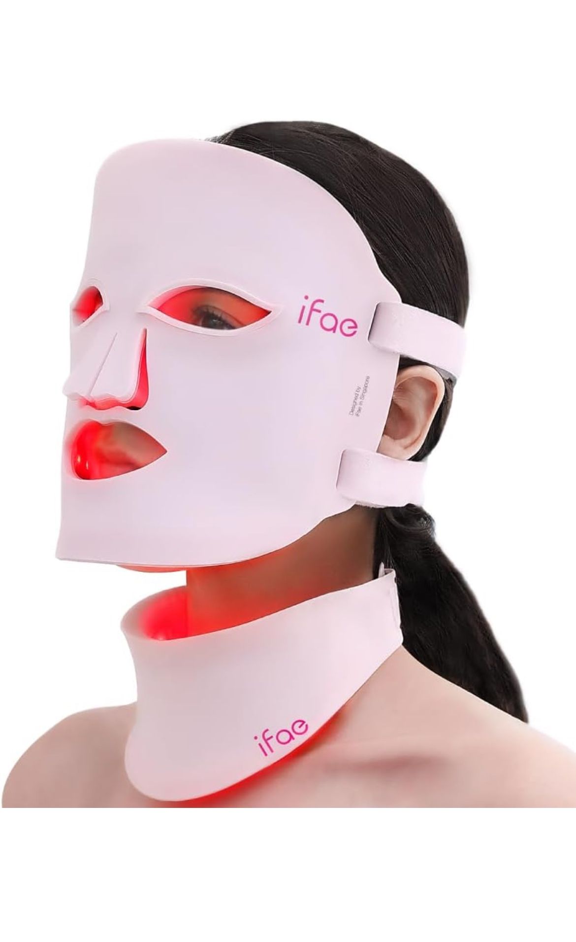 Red Light Therapy Mask for Face and Neck, 7 Colors Led Face Mask Light Therapy with Eye Protection and Remote, Rechargeable Ergonomic Design for True