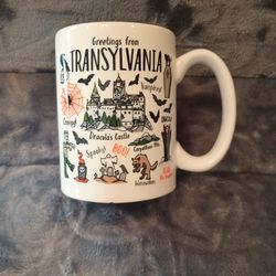 Greetings From Transylvania ceramic Halloween mug