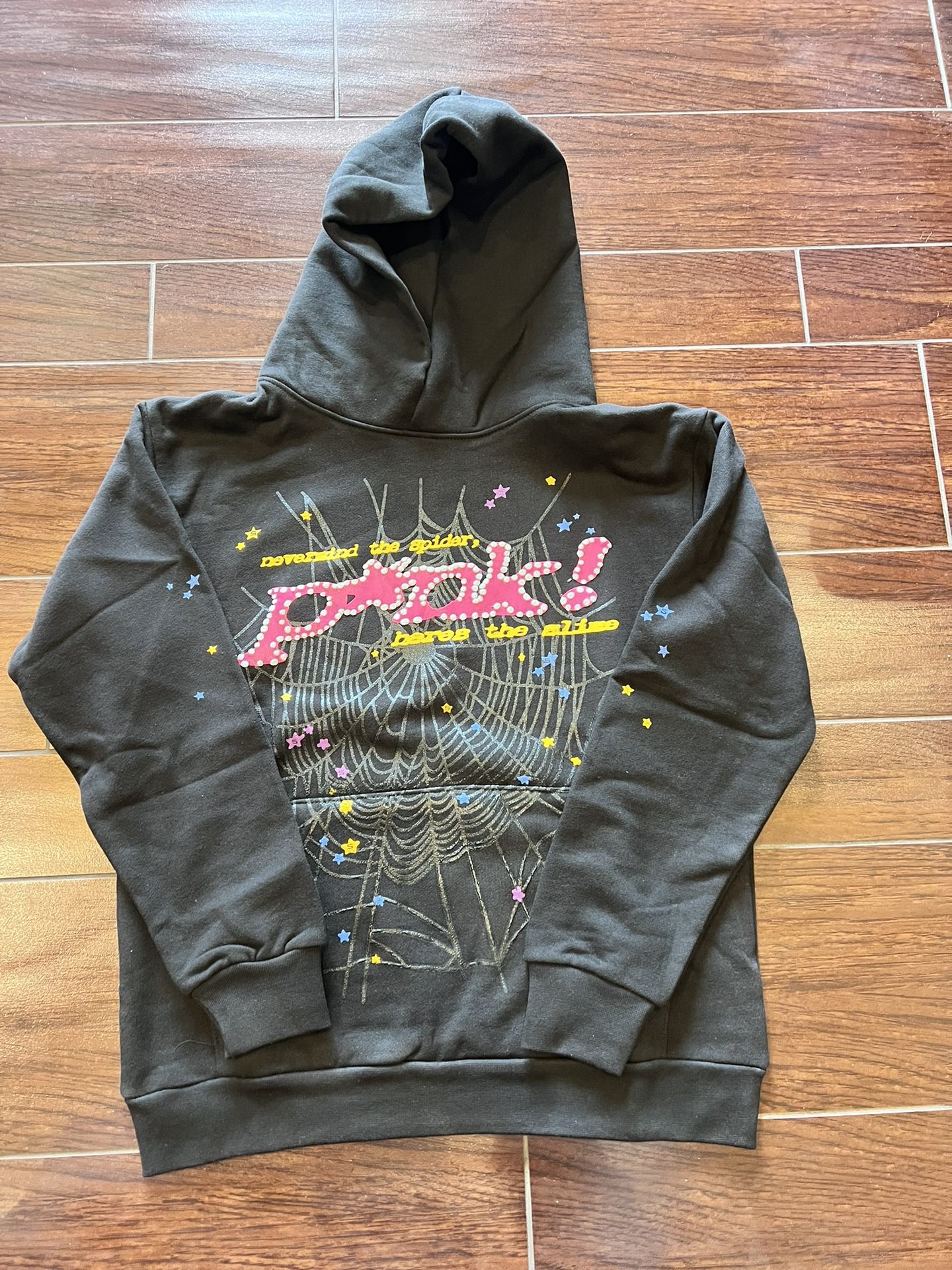 Black/Pink Sp5der Hoodie - Size Small
