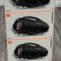 New JBL Boombox 4 speakers. These are awesome portable Bluetooth speakers. Has up to 28 hours playtime, plus 6 hours with boost. Super durable, IP68 w