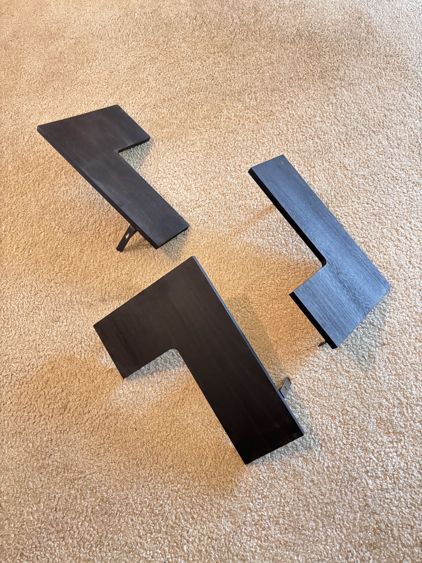 Black Corner Shelves / Rustic Wood