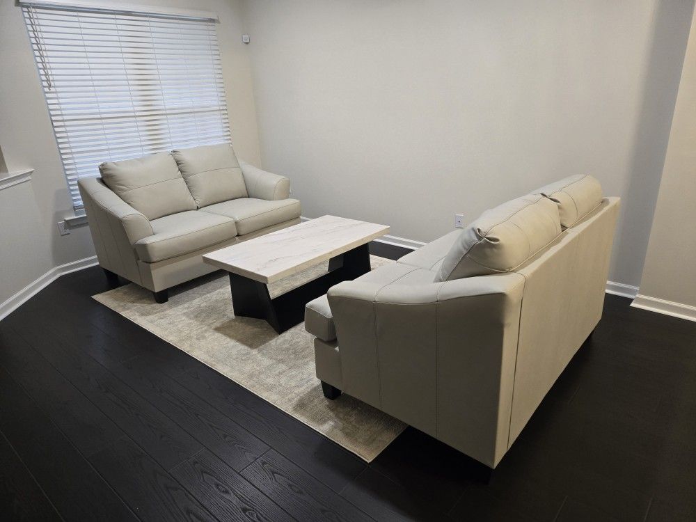 Leather Sofa Set & Coffee Table 