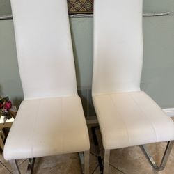 Set Of Two Modern White Chairs
