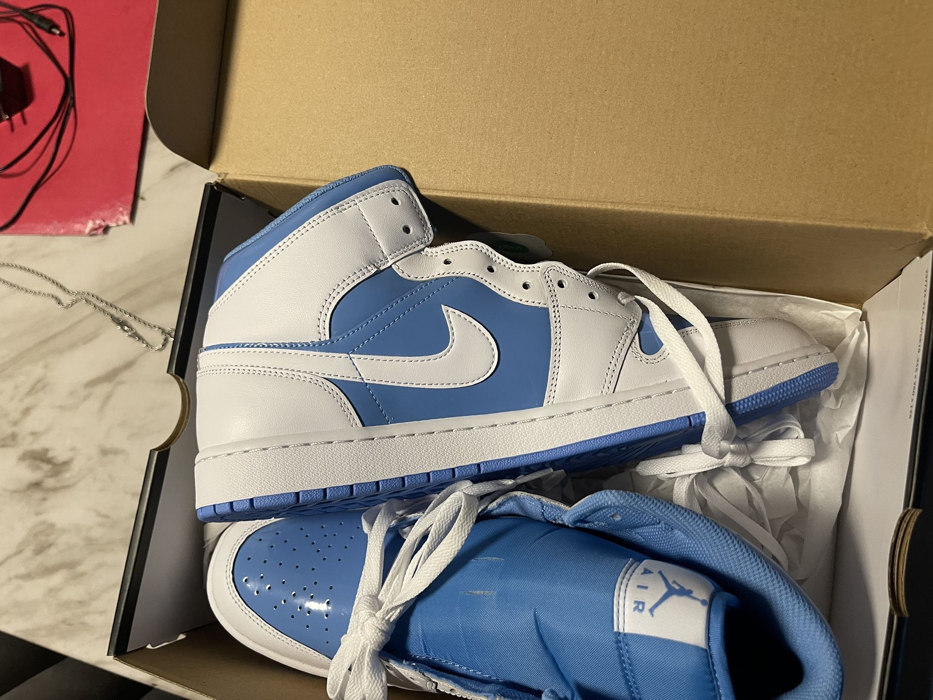 Varsity blue Patent Leather Jordan 1’s
